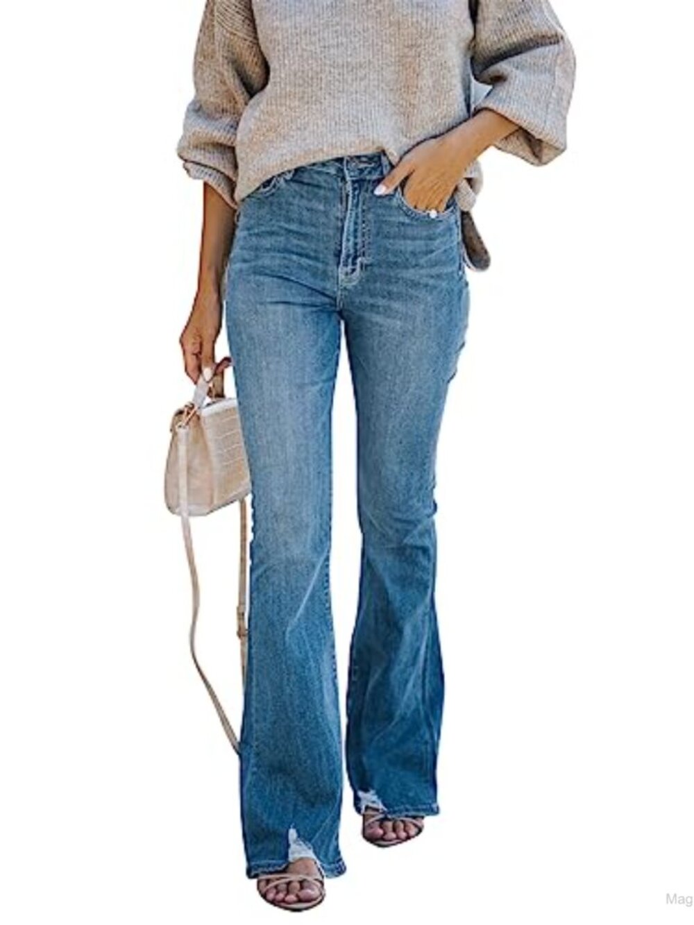 High Rise Flared Bell Bottom Stretchy Denim Jeans Women Wide Leg